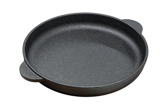 Round cast iron frying pan