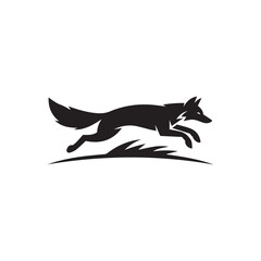 fox silhouette jump and hunt vector for logo design