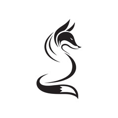 Jumping Fox Silhouette Vector . Leaping Wild Animal Icon.