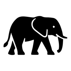 Elephant Silhouette Icon – Minimal Black Animal Vector