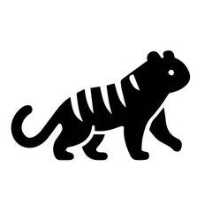 Tiger Silhouette Icon – Minimal Black Animal Vector