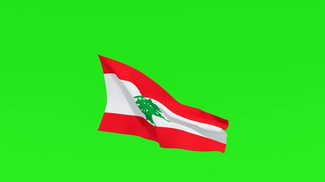 Lebanon Flag Animation on Green Screen Background