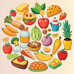 Food vector, Food design, Food concept, Food post, Food cartoon, Food icon, Food template, Food art, Food topics, Food doodle
