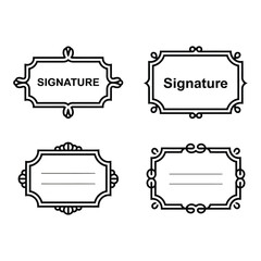 Decorative signature boxes collection elegant design elements for official documents and certificates
