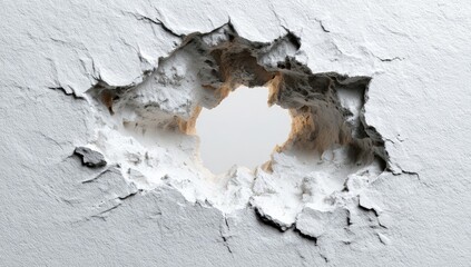 Hole in wall, cracked plaster, studio background, destruction, texture