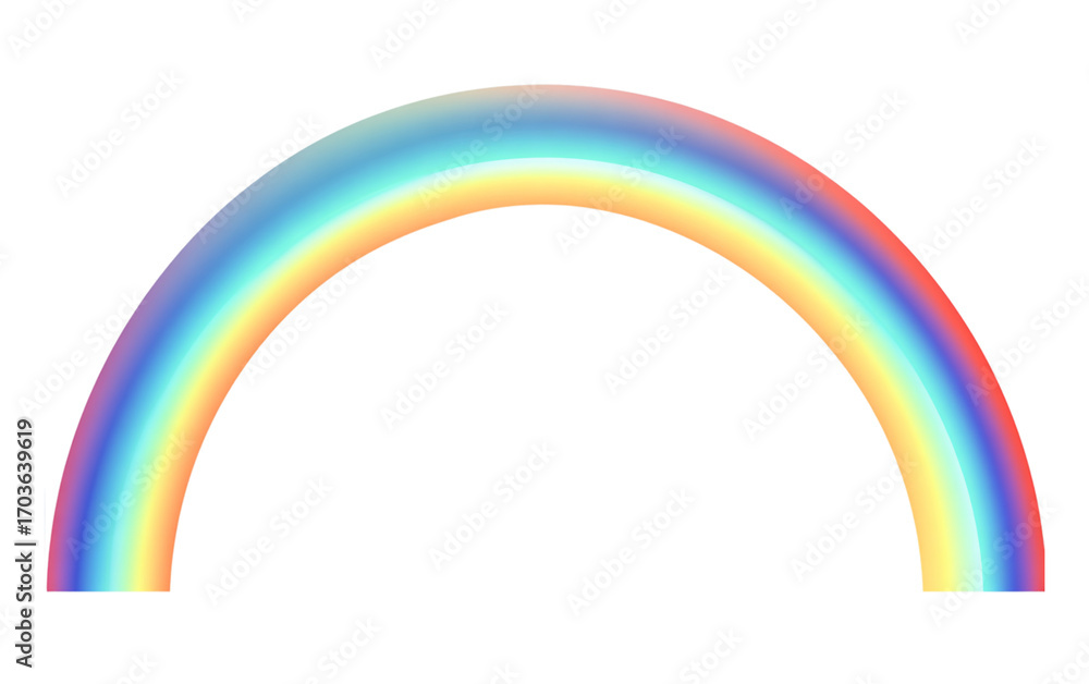 Poster a vibrant rainbow isolated on transparent background, showcasing a spectrum of colors in a smooth, a