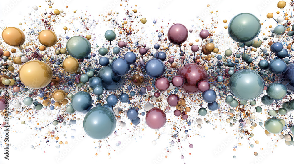 Poster colorful spheres interconnected forming a complex network a visual representation of a system