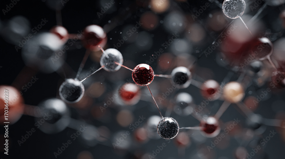 Poster abstract network spheres connected by thin lines dark background