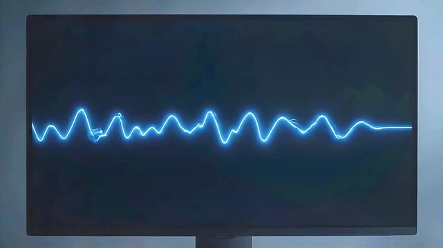 Electricity Discharge on Computer Screen with Dark Background and Blue Lightning Effect