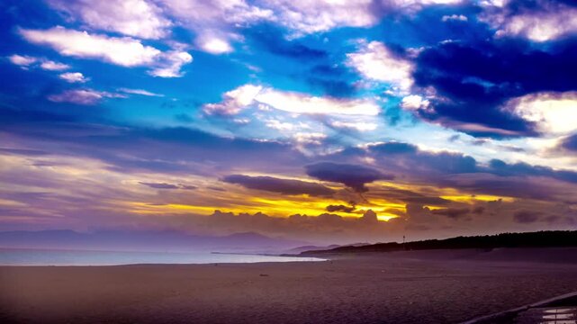 湘南海岸の夕焼け空（タイムラプス）