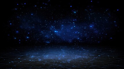 Ethereal Black-Blue Starry Sky Backgrounds，blend deep black with rich blue hues dotted with glowing stars，ideal for posters, wedding backdrops, digital art, or marketing materials.