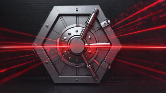  Gen-4 Turbo Abstract futuristic vault door with digital security locks Abstract futuristic vault door with digital security locks