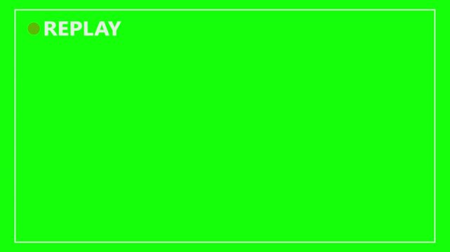 Video camera replay screen animation on a green screen background in HD. Ideal for video editing