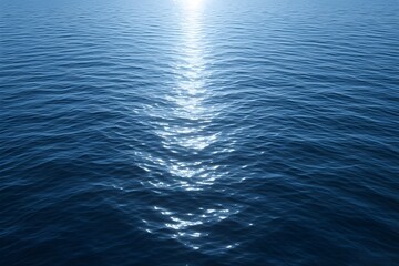 Calm Blue Ocean Water Surface with Sunlight Reflections