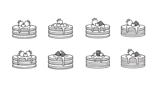 Eight stacked pancakes with toppings silhouette