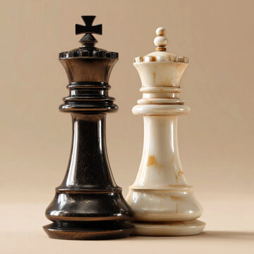 3D Render of Two Opposing Chess Pieces Facing Each Other