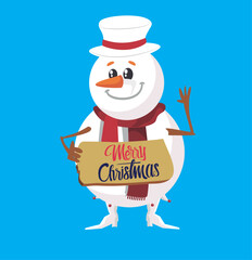 Xmas snowman icon cute stylized cartoon character