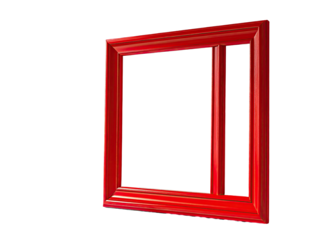 Red window frame, digitally rendered, square, with divided pane