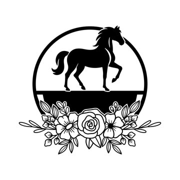 Horse Vector, Horse Svg Cut File, Horse And Flower