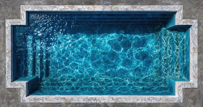 Top-down view of a rectangular swimming pool