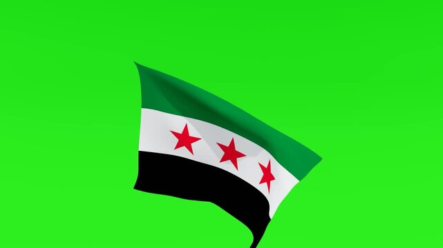 Syria Flag Animation on Green Screen Background