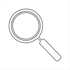 Black outline magnifying glass icon on white background search symbol