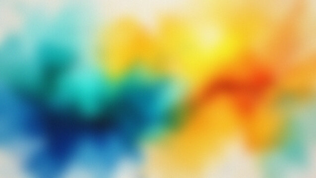 Blurry abstract background with vibrant blue teal yellow and orange splashes Keywords: abstract, background, splash, color, vibrant, blue, teal, yellow, orange, gradient, soft, blurred, light