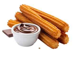 Spanish Churros with Chocolate on White