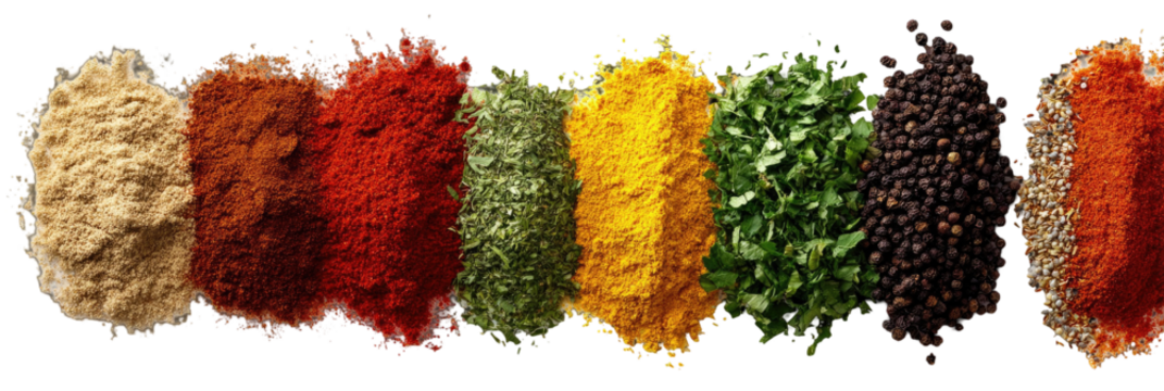Colorful spice pile display