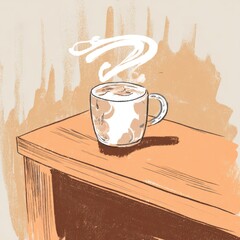 Warm cup of coffee on table
