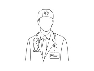 Fototapeta premium Sketch of a medical professional wearing a lab coat and stethoscope