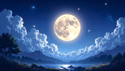 Full Moon Night Landscape