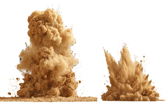 Two sand-colored explosions