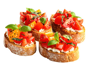 Italian Bruschetta with Tomatoes on White