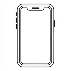 Black outline of a modern smartphone with rounded corners and buttons mobile phone cell phone