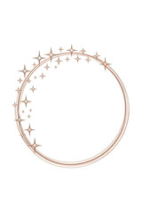 Rose gold circle frame, studded with sparkling stars.
