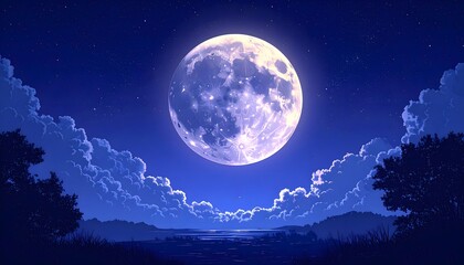 Full Moon Night Landscape