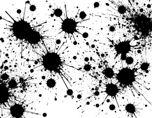 Abstract digital artwork featuring a dark background, scattered, vibrant colored speckles, and pixelated shapes