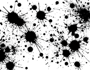 Abstract digital artwork featuring a dark background, scattered, vibrant colored speckles, and pixelated shapes