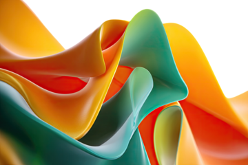 Abstract, flowing shapes in vibrant, fluid colors