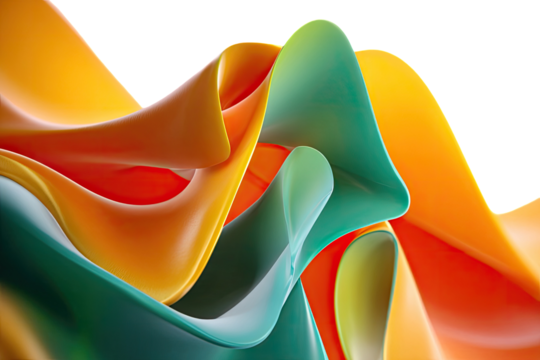 Abstract, flowing shapes in vibrant, fluid colors