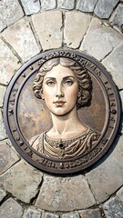 Bronze portrait of a woman on a street