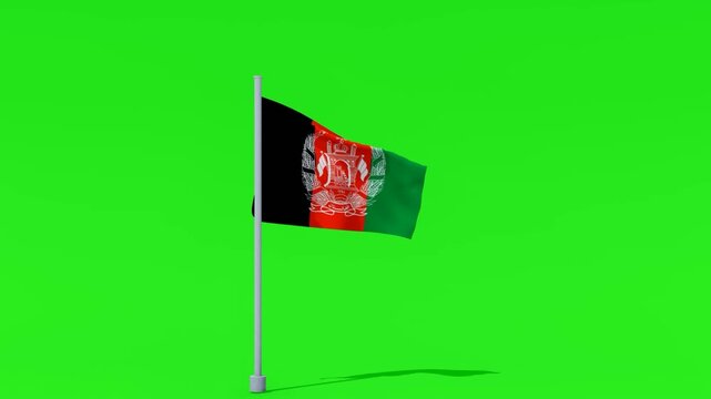 Afghanistan Flag Animation on Green Screen Background