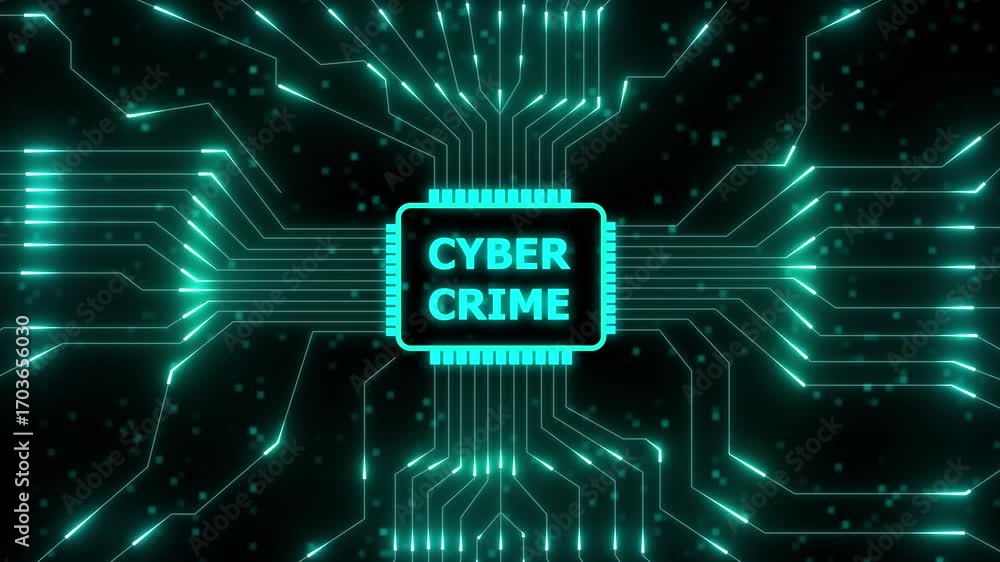 Aufkleber cyber crime concept with digital circuit board and network. technology system ensuring data protecti