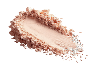 Light peach-toned powder makeup scattered