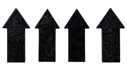 Four dark, textured upward-pointing arrows