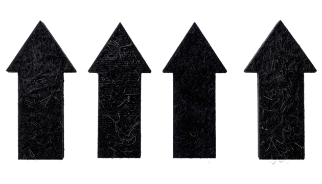 Four dark, textured upward-pointing arrows - Powered by Adobe