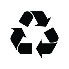 Black recycling symbol on a white background recycle reuse
