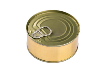 Canned tuna in brine isolated on white background