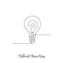 One continuous line drawing of National Trivia Day vector illustration. National Trivia Day themes design concept in simple linear continuous line. Great design for campaign and business purpose.